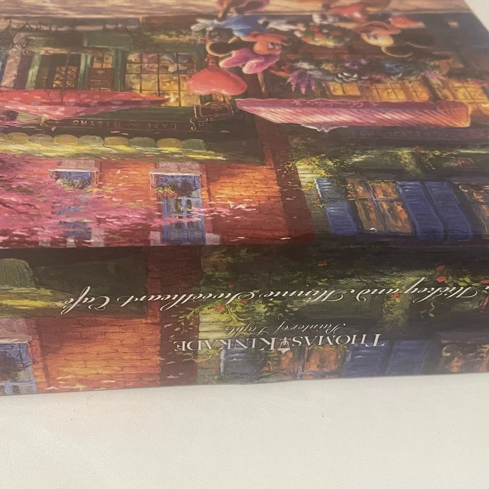 Disney Parks Kinkade Mickey Minnie Sweetheart Cafe 1000 piece Jigsaw Puzzle RARE